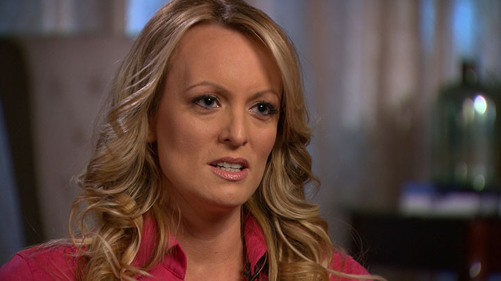 FILE - Stormy Daniels, an adult film star and director whose real name is Stephanie Clifford is interviewed by Anderson Cooper of CBS News' 60 Minutes program in early March 2018, in a still image from video provided March 25, 2018.