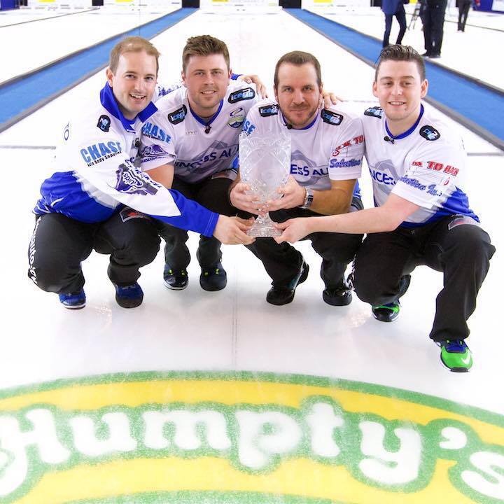 Team Carruthers defeated Mike McEwen in the provincial final to clinch the team’s fourth Brier appearance. L-R skip Reid Carruthers, third Braeden Moskowy, second Derek Samagalski and lead Colin Hodgson.