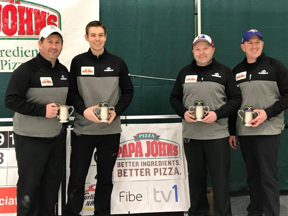 Team Grattan clinched their 2018 Brier berth after winning New Brunswick’s Papa John’s Pizza Tankard. This is Grattan’s 12th brier appearance. L-R Skip Jame Grattan, third Chris Jeffrey, second Andy McCann and Peter Case.