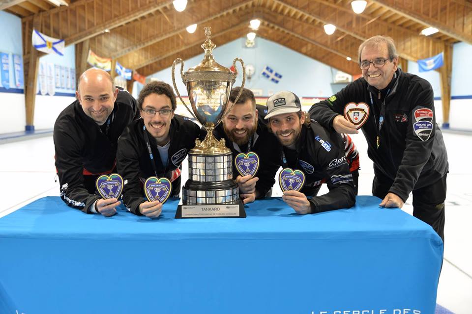 Mike Fournier’s rink will make their Tim Hortons Brier debut after defeating Jean-Michel Menard in the provincial final. L-R Skip Mike Fournier, third Felix Asselin, second William Dion, lead Jean-Fracois Trepanier and coach Michel St-Onge.