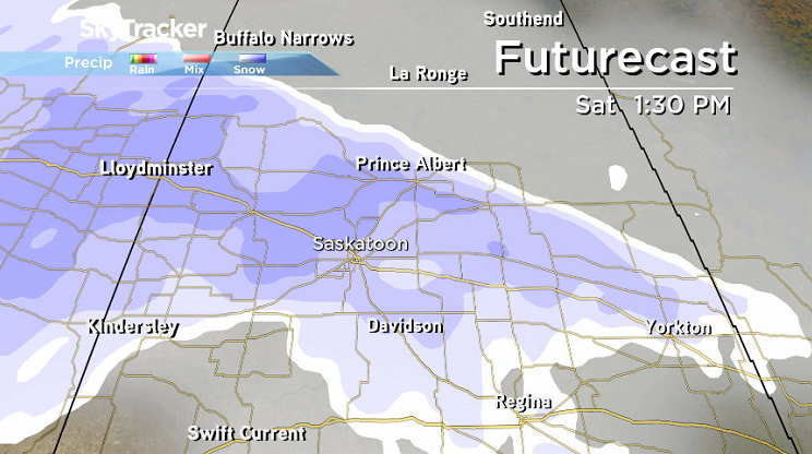 The heaviest snow is expected to hit the Saskatoon area on Saturday.