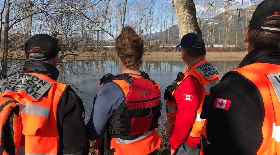 Vernon Search and Rescue members scour river on Wednesday, March 28. 