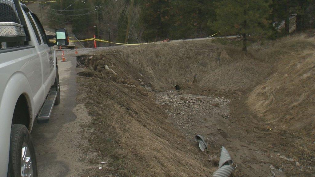 Lower Glenrosa Road in West Kelowna was closed last week due to damage from a rain storm. 