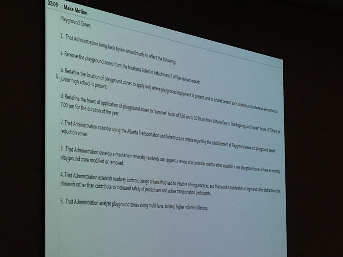 Playground zone amendments motion submitted in Edmonton City Council April 24, 2018.