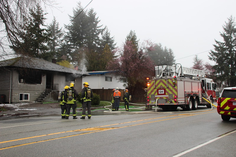A fire broke out at a home in Surrey early Friday morning. (Credit: Shane MacKichan)
