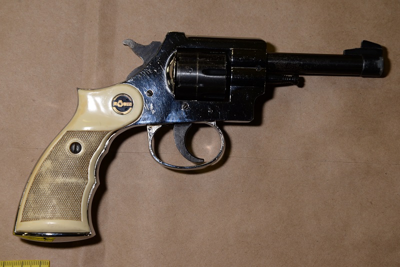 Two people were charged after they were allegedly involved in a robbery and kidnapping near the Amberdale Crescent area. This is the revolver found under the driver's seat the car that  police say the pair stole.