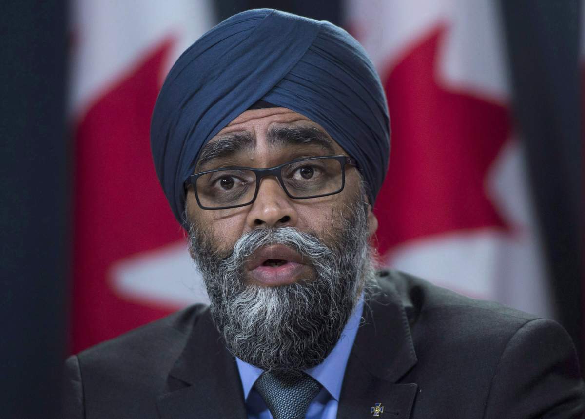 Defence Minister Harjit Sajjan speaks at an announcement in Ottawa on Tuesday, Dec. 12, 2017. 