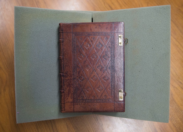 William Caxton’s 1481 printing of Cicero is shown at the University of Toronto’s Thomas Fisher Rare Book Library in Toronto on April 20.