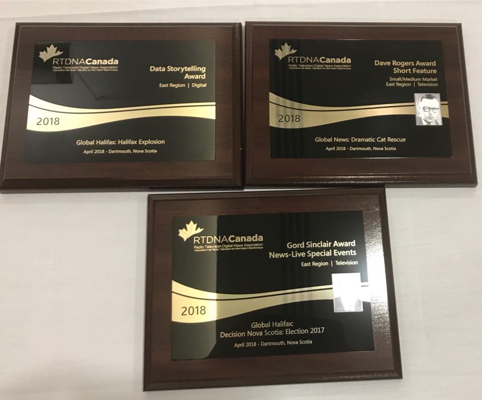 Global News has won three prizes at the 2017 eastern region RTDNA awards. The awards recognize excellence in television, radio and digital reporting.