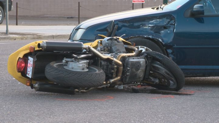A motorcycle collided with a car in Lethbridge on Wednesday evening.