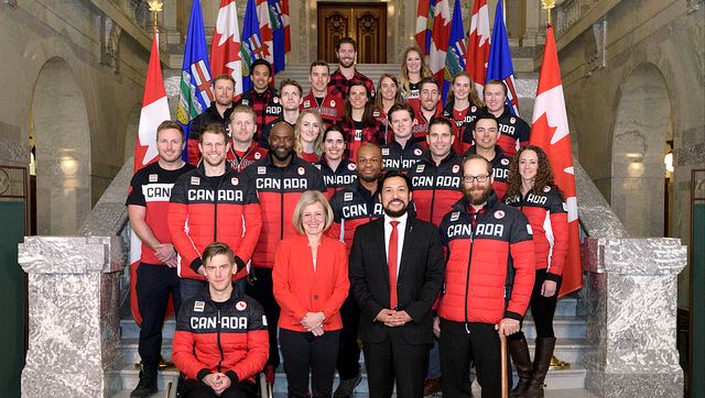 A ceremony is held at the legislature for Alberta athletes who competed at the 2018 Olympic and Paralympic Games, Thursday, April 5, 2018.