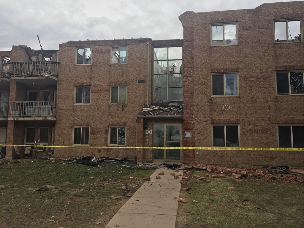 Apartment building left destroyed after a fire broke out late Monday.