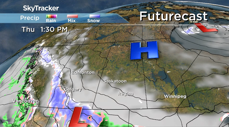 An arctic high will drop cool air into Saskatchewan on Thursday.
