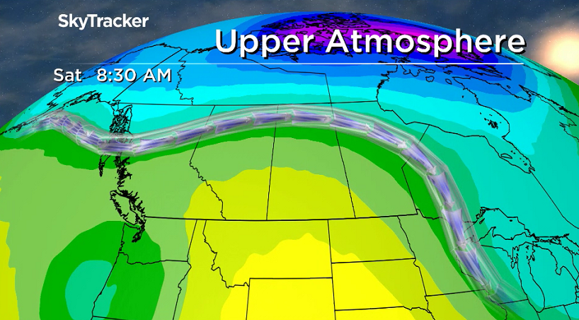 An upper ridge will keep central Saskatchewan in the heat and sunshine into the weekend.