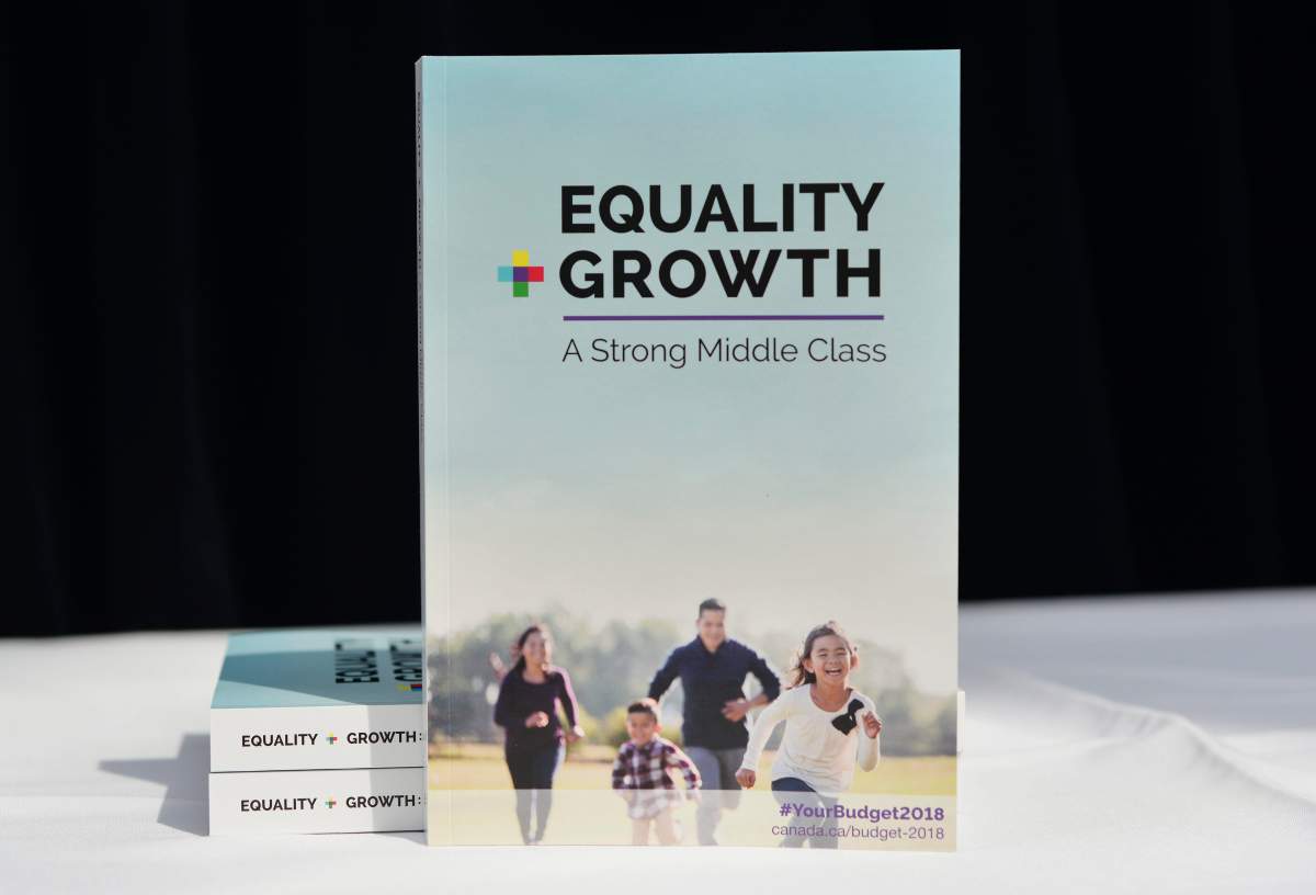 The 2018 federal budget pictured in Ottawa on Tuesday, Feb. 27, 2018.