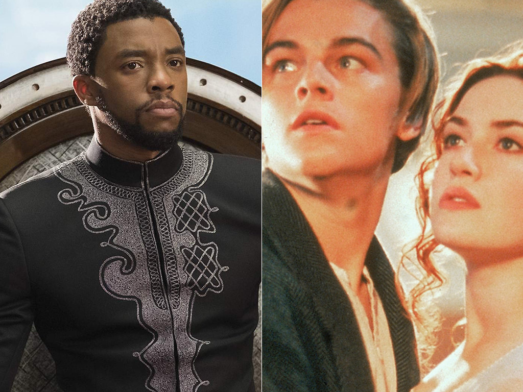 Chadwick Boseman stars in 'Black Panther,' Leonardo DiCaprio and Kate Winslet star in 'Titanic.'.