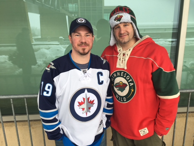 Jonathan Braverman was born and raised in Winnipeg but now lives in the Minneapolis area.   On Sunday he and Minnesota friend Tony Schmidt went to Game 3. 