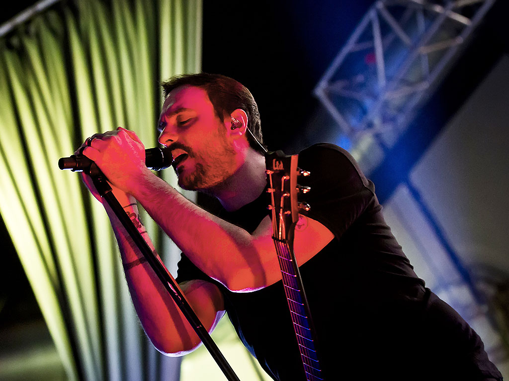 Benjamin Burnley of Breaking Benjamin performs live at the Huxleys on August 8, 2017 in Berlin, Germany.