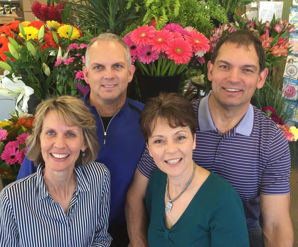 Eric and Judy Armstrong (left) and Sharon and Iain Armstrong (right), own & operate Bunches Flower Co. together.