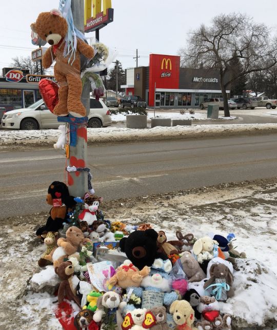 A memorial was set up to remember 8-year-old Surafiel Musse Tesfamariam who was killed while using a crosswalk on his way to school. 