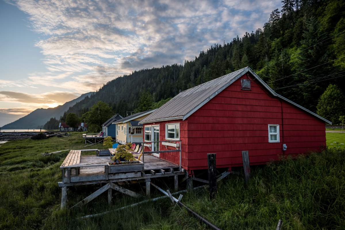 The colourful cottages at the Cassiar Cannery, Prince Rupert, northern B.C.