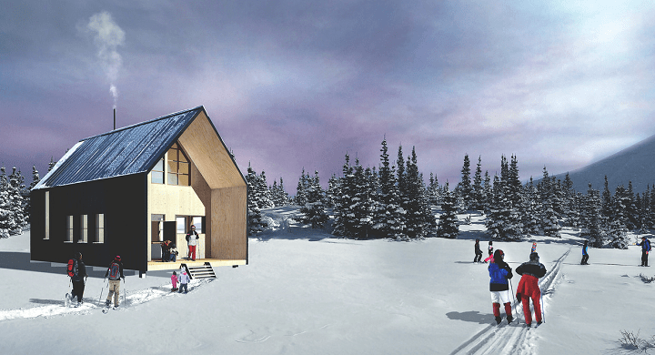 An artist's rendering of the backcountry hut-to-hut system coming to Castle Wildland Provincial Park.