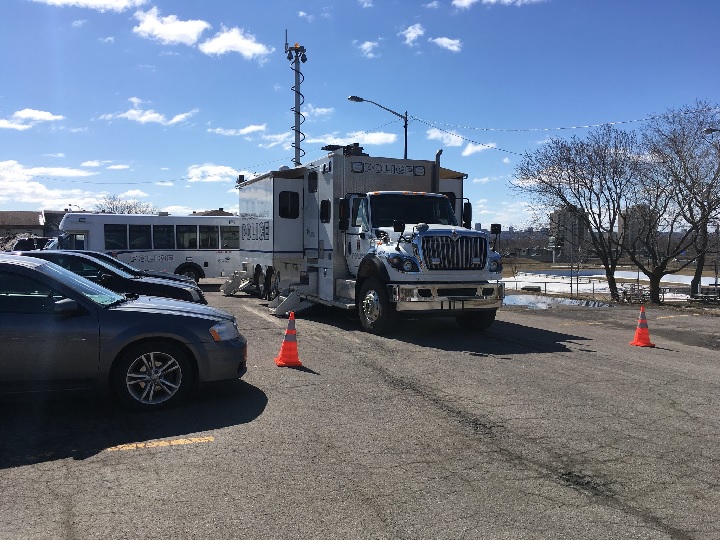 Police set up a command post and used police dogs on Saturday to comb the area where the little girl was found. Sunday, April 22, 2018.