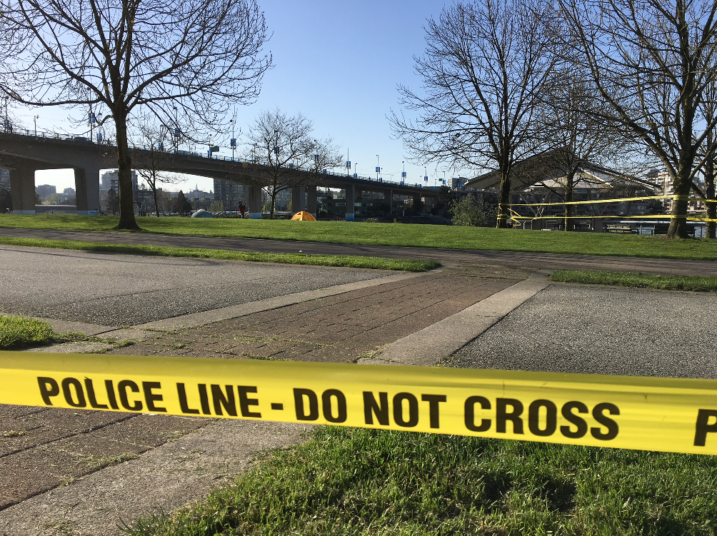 The scene in Cooper’s Park Thursday morning. Credit: Sergio Magro / Global News