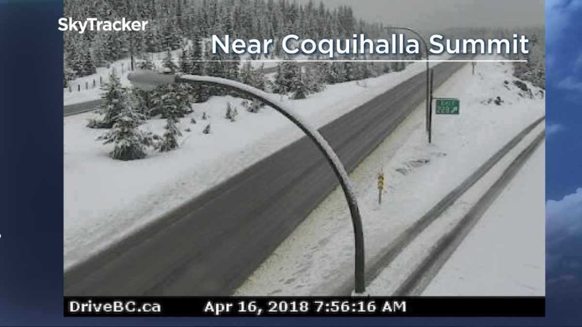 Snow has already been falling steadily Monday morning on the Coquihalla summit. 