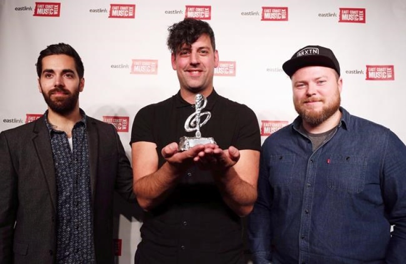 FILE - In Flight Safety pose after winning Album of the Year at the 2015 East Coast Music Awards Gala on April 9, 2015. 