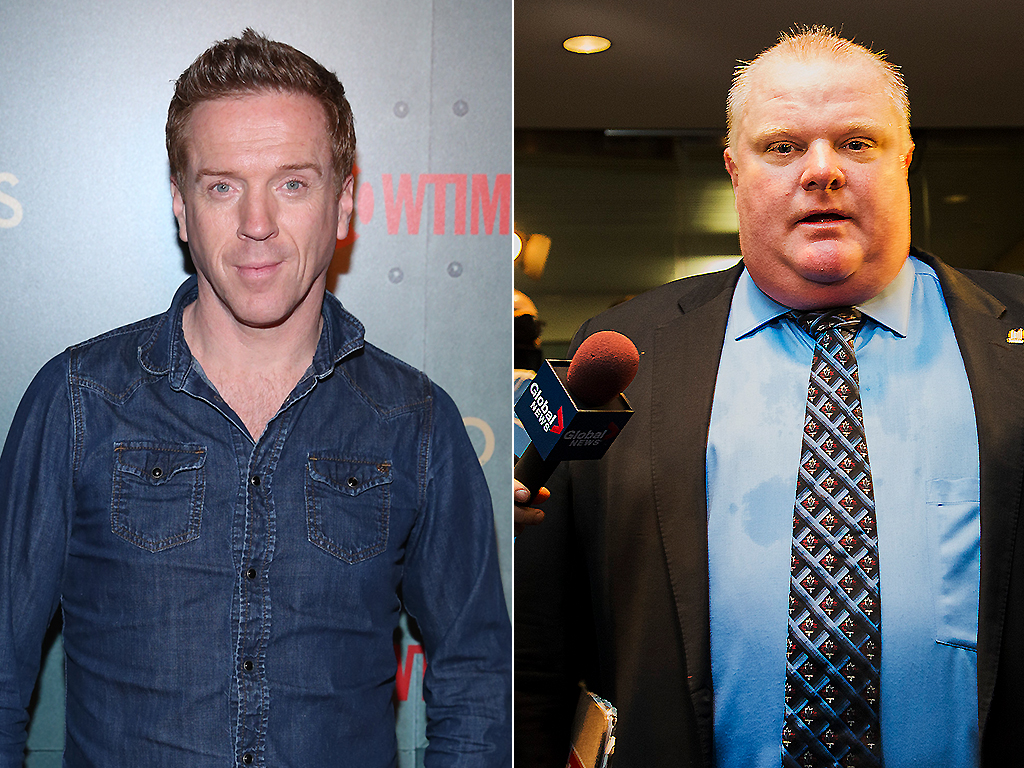 Damian Lewis (L) in 2018 and Rob Ford (R) in 2013.