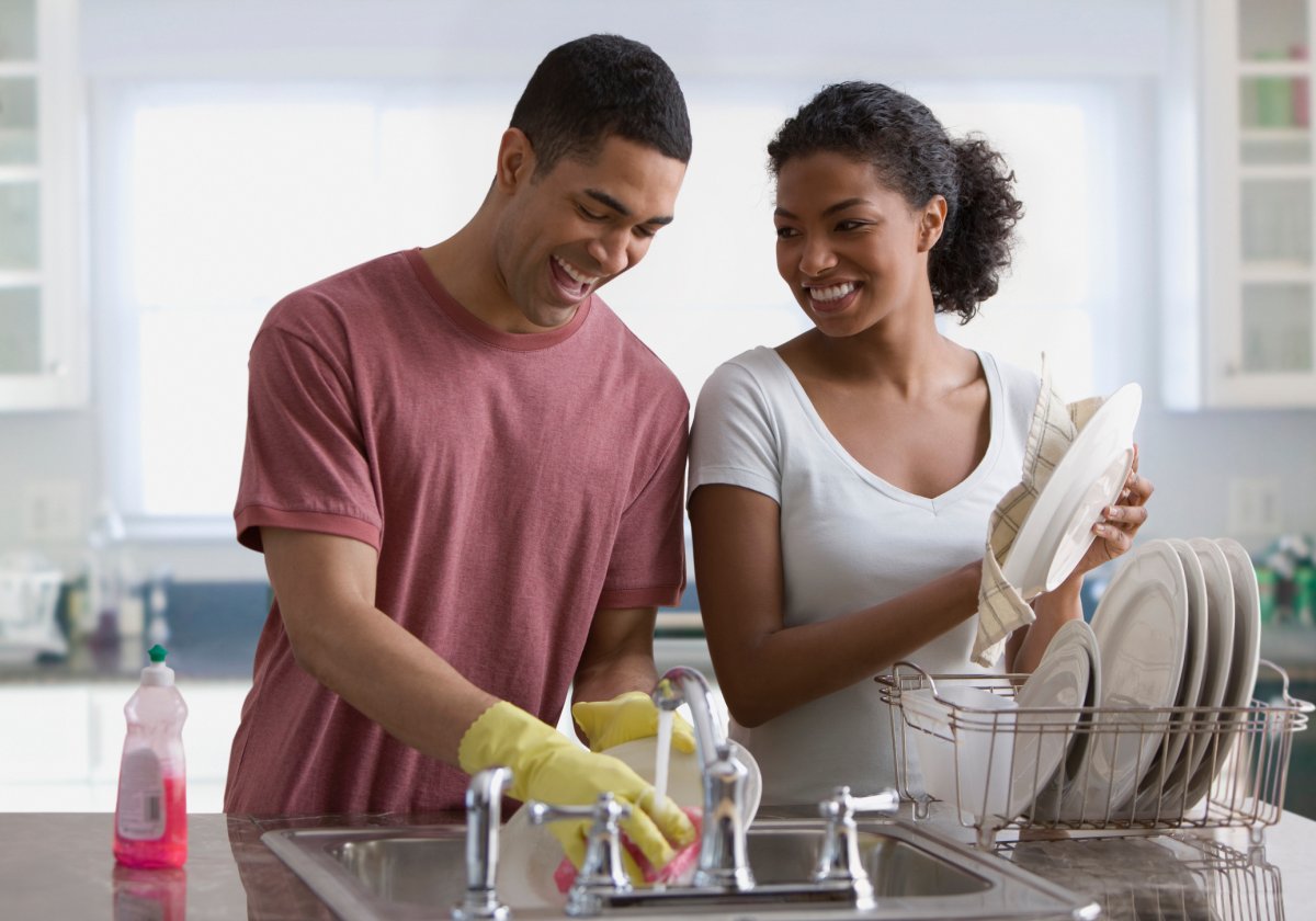 Doing chores together can give you the opportunity to catch up with your partner after a busy day, experts say.