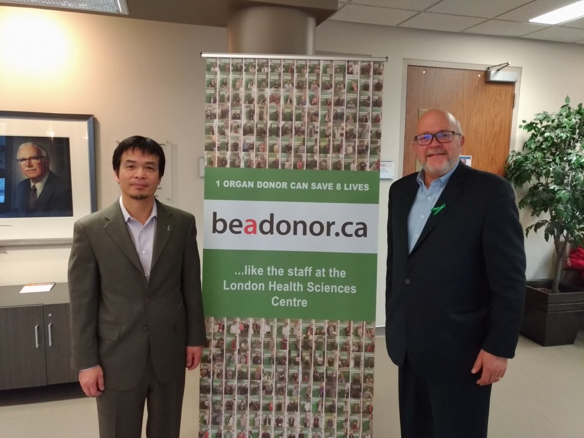 Doug Ferguson (right) stands beside LHSC transplant surgeon Dr. Douglas Quan.