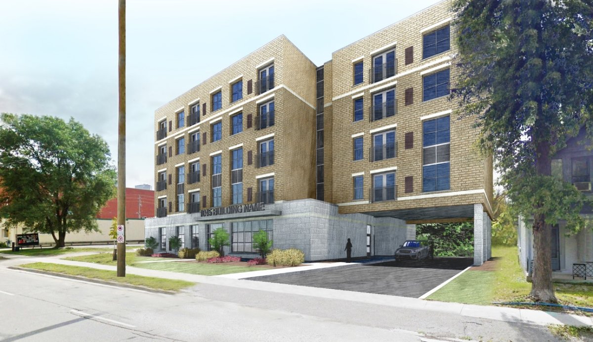 Concept drawings for the affordable housing apartment complex on Dundas Street.