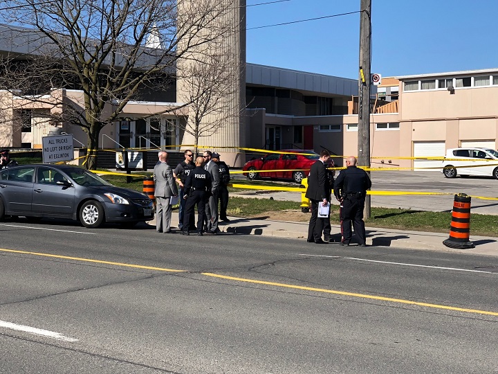 Scene of a stabbing in east-end Toronto Monday afternoon.