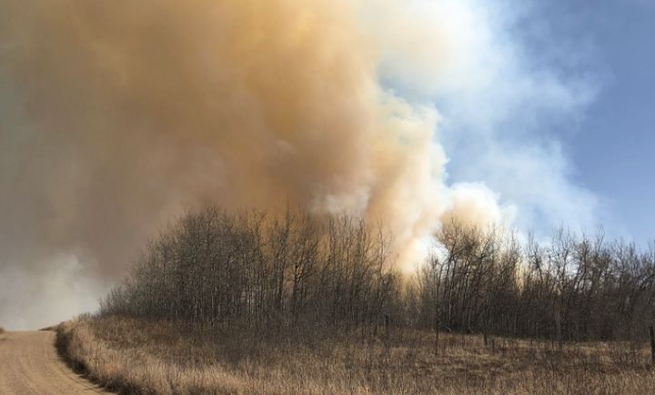 A photo of a wildfire taken from about 2 kilometres southeast of Edgerton, Alta. on April 27, 2018.