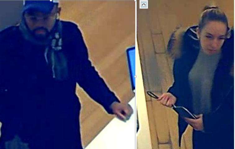 Kingston Police released security footage of two suspects in a credit card fraud case in hopes that someone may be able to identify them.