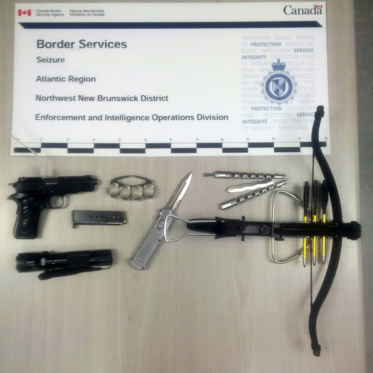 The Canada Border Services Agency says the investigation began just over a year ago when investigators received information that a resident of Fredericton had been purchasing prohibited weapons over the Internet. 