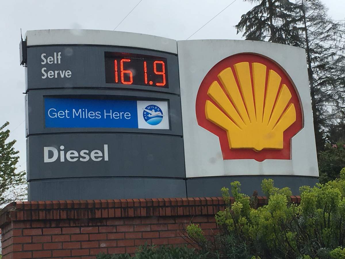 Gas prices on Sunday, April 29, in Metro Vancouver.