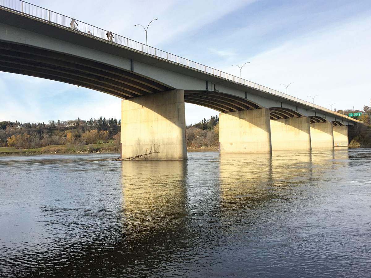The Groat Road Bridges over the North Saskatchewan River in Edmonton, Alta.