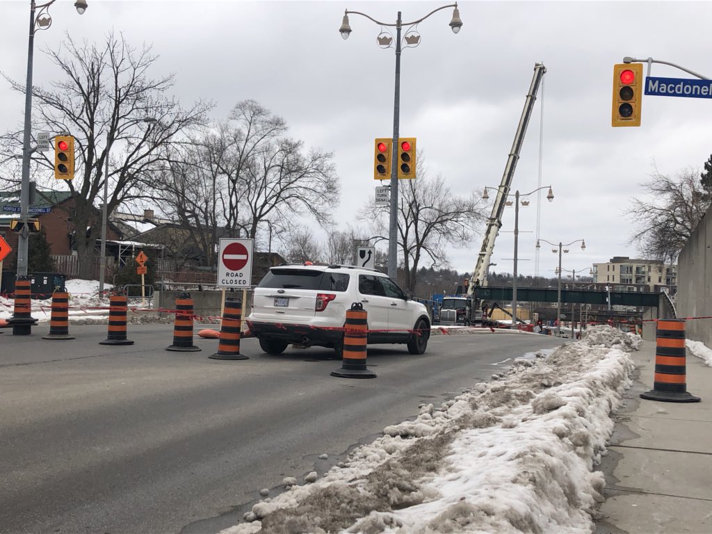 A two-day construction project closed a stretch of Norfolk Street in downtown Guelph on Thursday morning. 