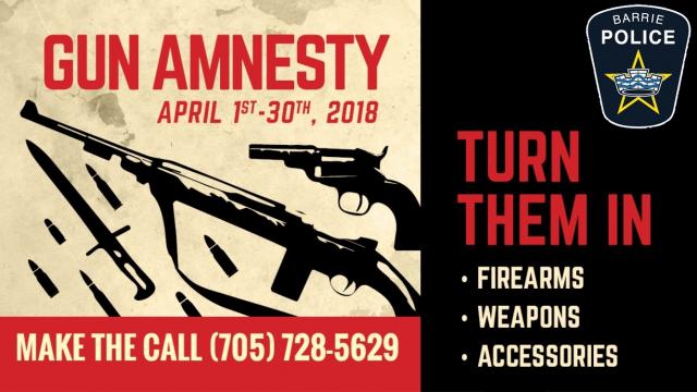 Today is the last day Barrie residents can surrender their firearms, weapons and accessories under gun amnesty. 