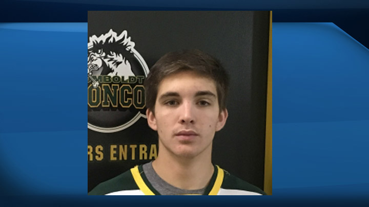 Returning player Brayden Camrud's jersey is seen hanging inside the  Humboldt Broncos locker room Wednesday, September, 12, 2018. The Broncos  will host the Nipawin Hawks during the season home opener tonight, the