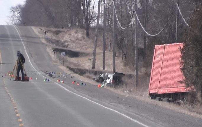One man was airlifted to a Toronto hospital after a car and transport truck collided on Highway 35 on Tuesday.