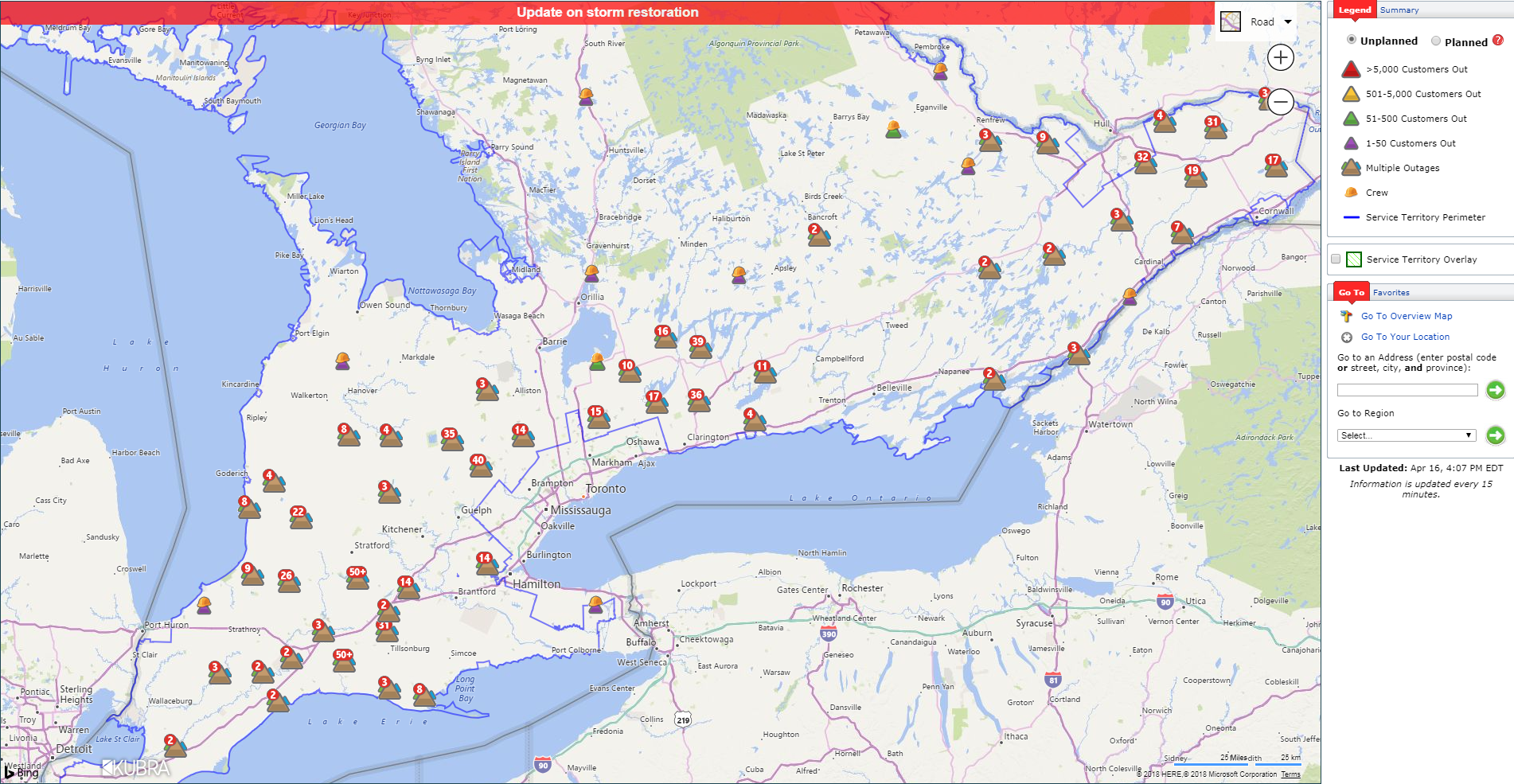 Spring Ice Storm Leaves Over 100 000 Without Power Across Southern   Hydro One Outage Map 