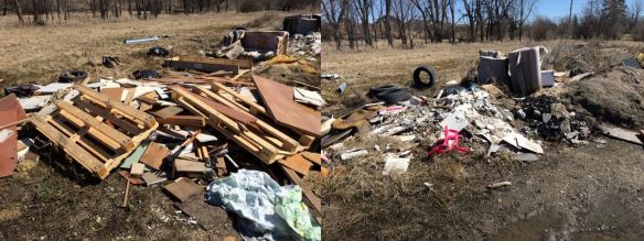Photos show the illegal dumping problem in Riverbend before cameras were installed.