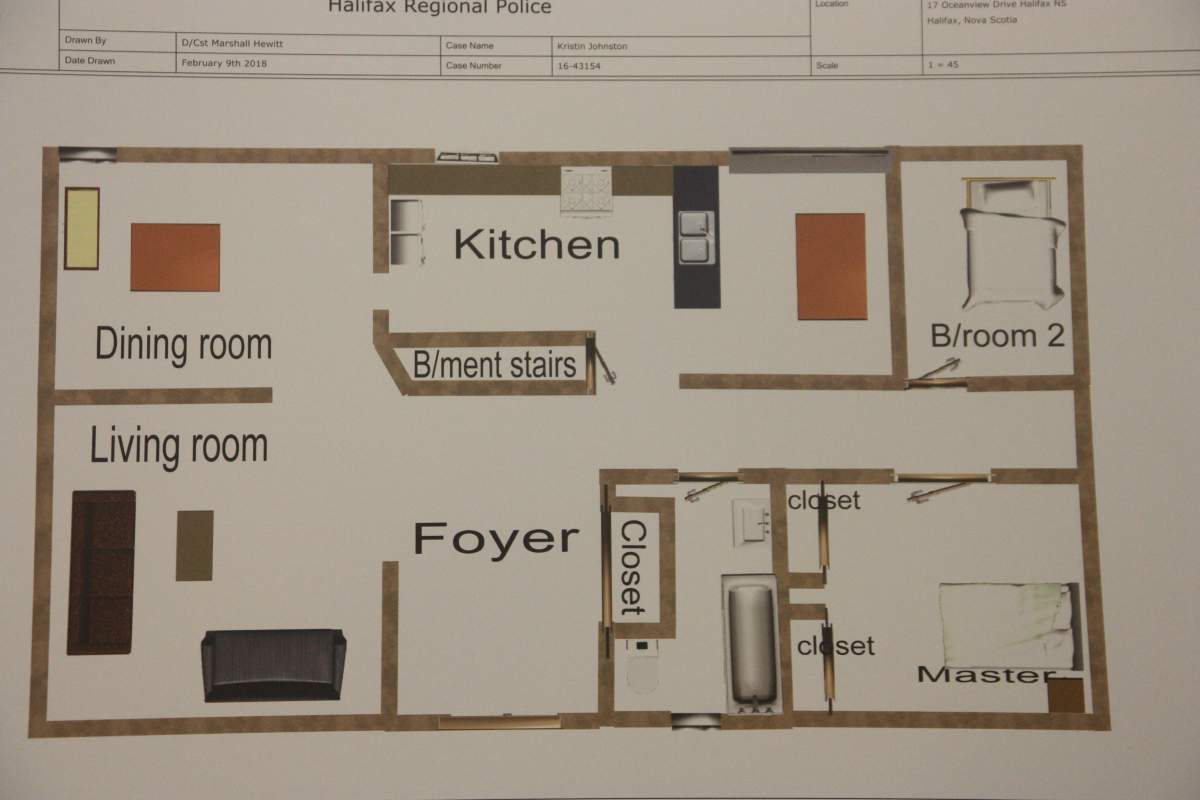 The layout of Kristin Johnston's home is seen in this exhibit photograph. 