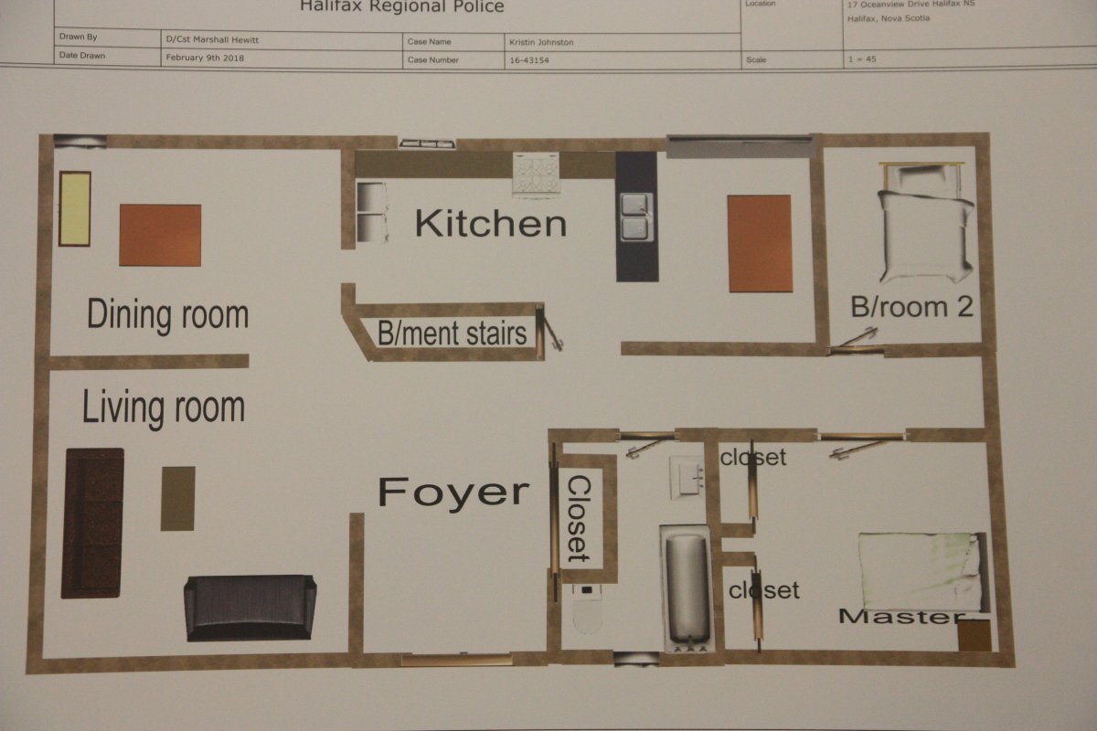 The layout of Kristin Johnston's home is seen in this exhibit photograph. 