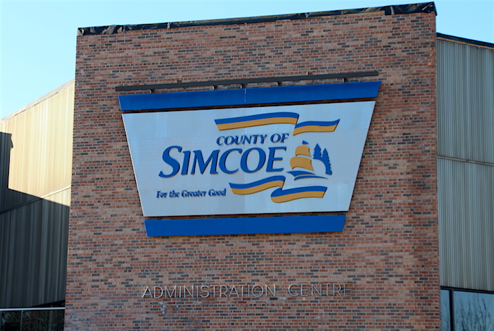 The County of Simcoe administration centre on Highway 26.