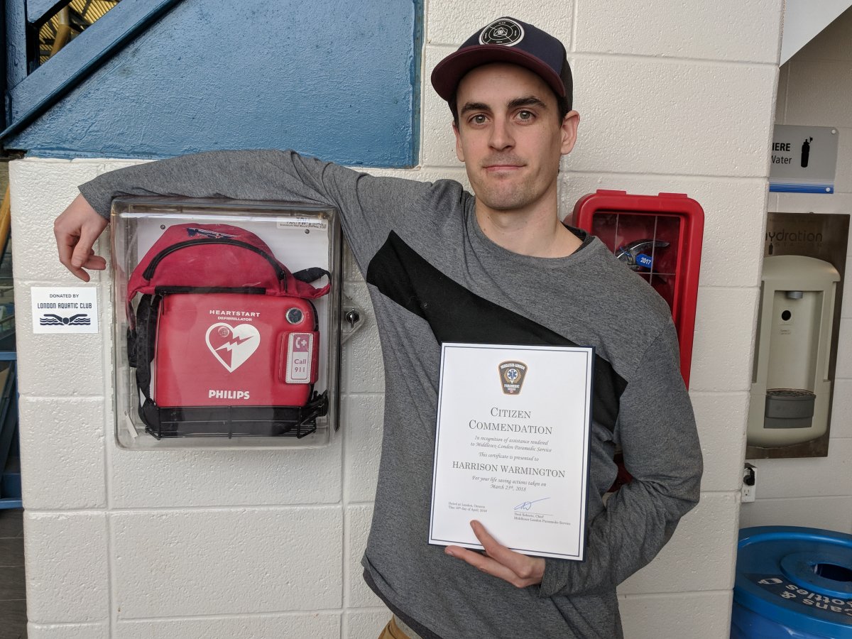 Harrison Warmington receives a citizen commendation for helping save a mans life.